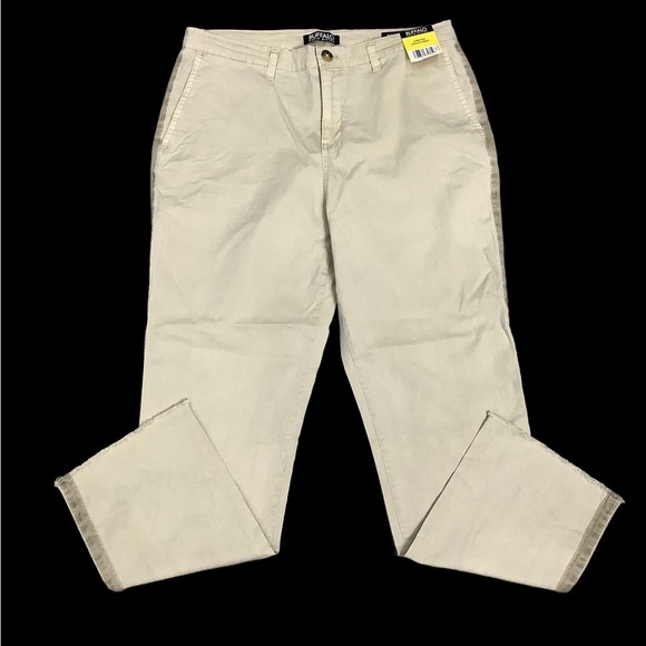Women's Buffalo David Bitton 6 Small Chino Khakis Pants Khaki Stretch Frayed Hem - Picture 2 of 9